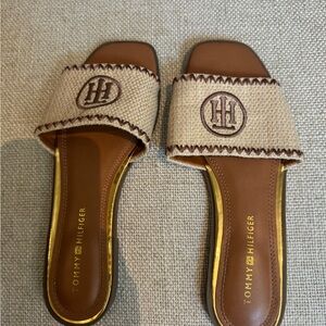 Tommy Hilfiger Tan and Brown Sandals Luxurious Design